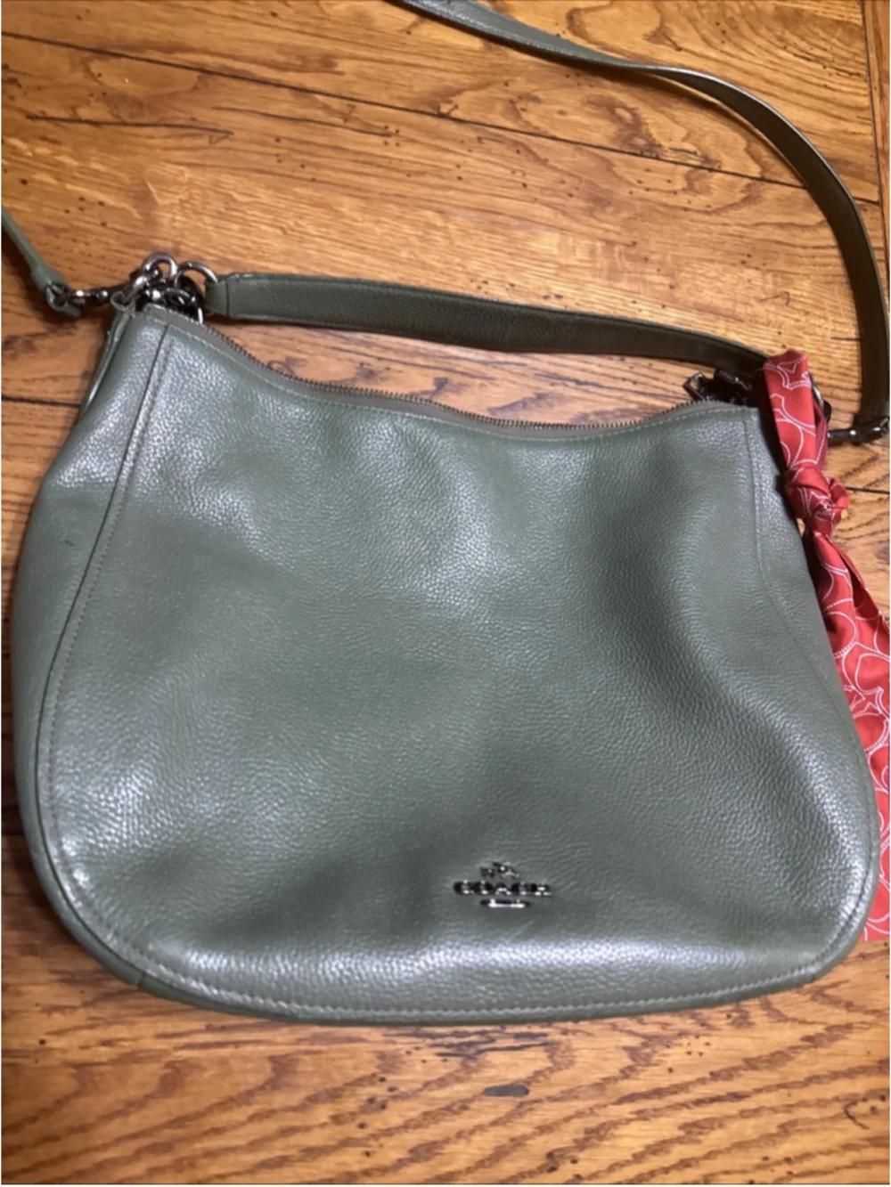 COACH Elle Hobo MILITARY GREEN Zipper Pocket W/ Crossbody Strap